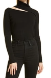 L Agence Everlee Cut-out Knitted Turtleneck Sweater In Blackblac