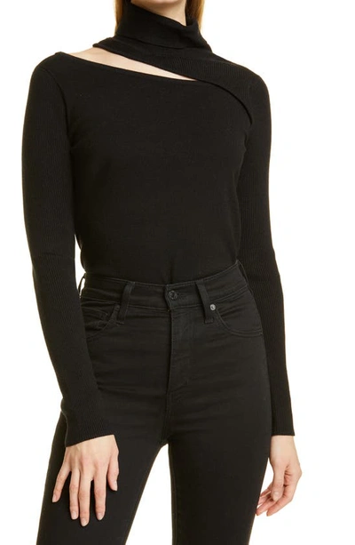 L Agence Everlee Cut-out Knitted Turtleneck Sweater In Black Black