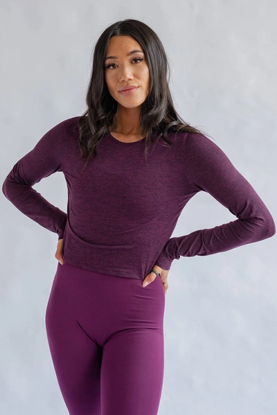 Girlfriend Collective Plum Reset Cropped Long Sleeve In Multicolor