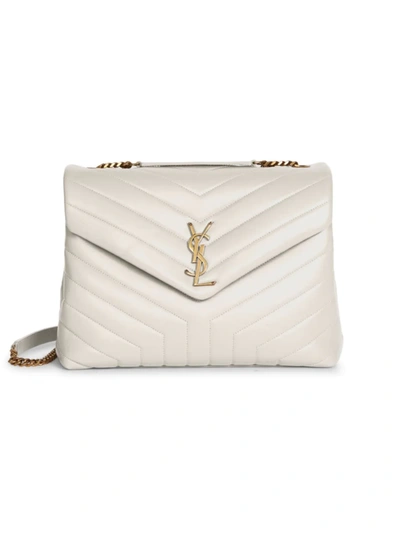 Saint Laurent Women's Loulou Matelassé Leather Shoulder Bag In Blanc Vintage