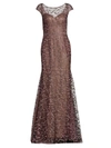 RENE RUIZ COLLECTION WOMEN'S TEXTURED LACE FIT-&-FLARE GOWN