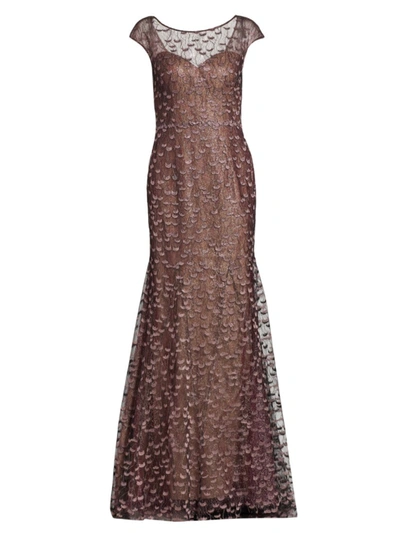 Rene Ruiz Collection Women's Textured Lace Fit-&-flare Gown In Plum Black