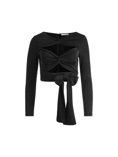 Alice And Olivia Amelie Twisted Cut-out Jersey Top In Black