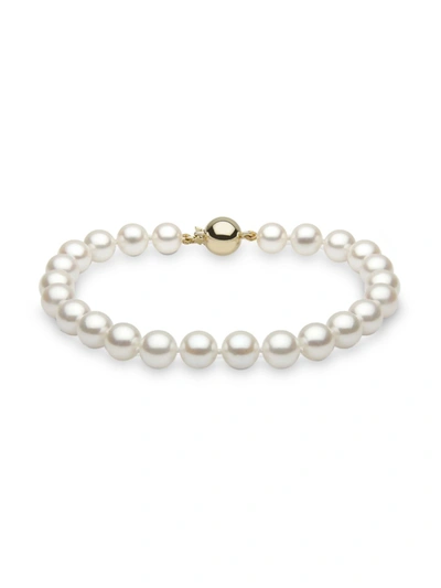 Saks Fifth Avenue Women's 14k Yellow Gold & 6.5-7mm Akoya Pearl Bracelet In White
