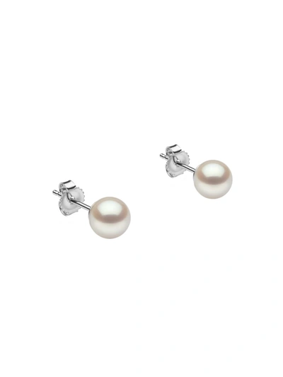 Saks Fifth Avenue Women's 14k White Gold & 7-7.5mm Akoya Pearl Stud Earrings