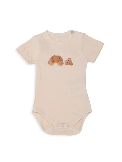 Palm Angels Babies' Teddy Bear-print Short-sleeve Cotton Body In Multi Brown