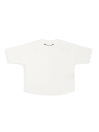 Palm Angels Boys White Kids Logo-print Cotton T-shirt 4-10 Years 8 Years In White Navy Blue