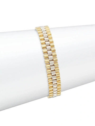Saks Fifth Avenue Two-tone 14k Gold Panther Bracelet In Yellow White