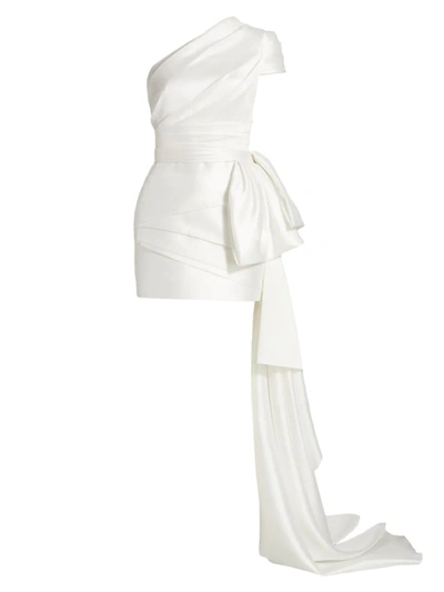 Reem Acra One-shoulder Draped Minidress In White