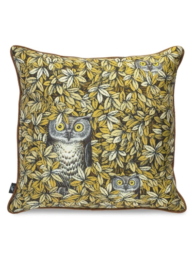 Fornasetti Silk Cushion Civette Owls In Flowers In Multicolour
