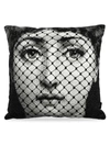 Fornasetti Cavalieri Burlesque Cushion In White/black