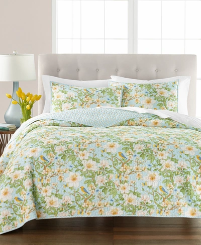 Martha Stewart Collection Hello Sunshine Floral Quilt, Twin, Created For Macy's In Light Blue