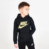 Nike Little Kids' Sportswear Club Fleece Pullover Hoodie In Black/metallic Gold