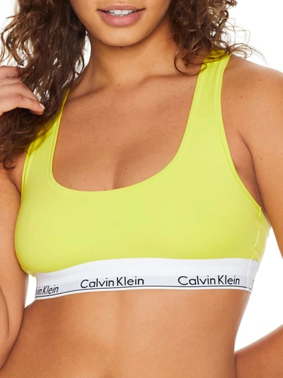 Calvin Klein Modern Cotton Unlined Logo Bralette In Citrina Yellow