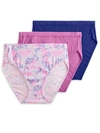 Jockey Elance Breathe French Cut Brief 3-pack In Lavender Garden