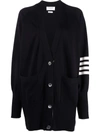 Thom Browne 4-bar Knitted Cardigan In Blue