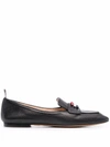 THOM BROWNE THREE-BOW FLAT LOAFERS