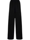 BALENCIAGA EMBROIDERED-LOGO WIDE-LEG TROUSERS