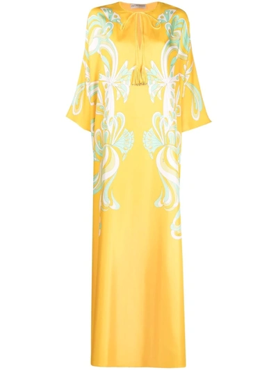 Emilio Pucci Farfalle-print Long Dress In Yellow