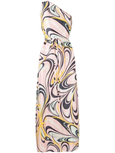 Emilio Pucci Onde-print One-shoulder Dress In Blue