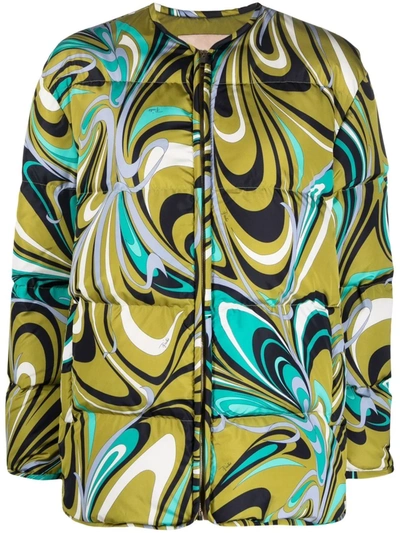 Emilio Pucci Onde-print Quilted Jacket In Blue