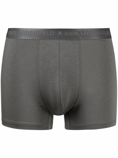 Karl Lagerfeld Logo-embroidered Boxers (pack Of Three) In Grey