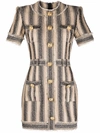 Balmain Stiped Pique Dress In Neutrals