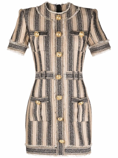 BALMAIN STIPED PIQUE DRESS