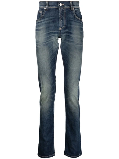 Alexander Mcqueen Low-rise Slim-fit Jeans In Blue