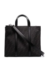Fendi Structured Monogram Tote Bag With Detachable Strap In Black