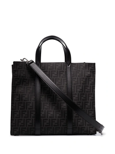 Fendi Ff-monogram Tote Bag In Black