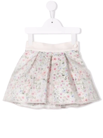 La Stupenderia Kids' Floral-print Tutu Skirt In White