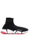 Balenciaga Men's Speed 2.0 Recycled Knit Sneaker In Blk/red