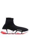 Balenciaga Speed 2.0 Black Stretch-knit Sneakers In Black