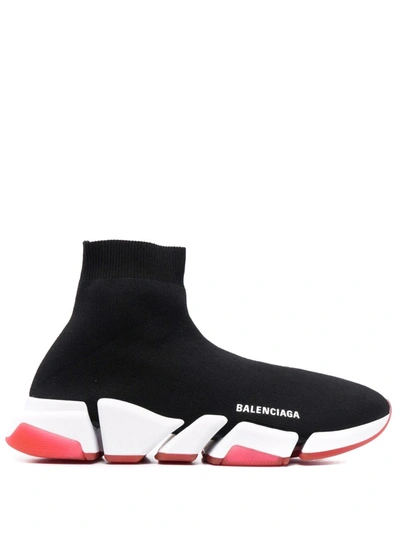 Balenciaga Men's Speed 2.0 Recycled Knit Sneaker In Black,red,white