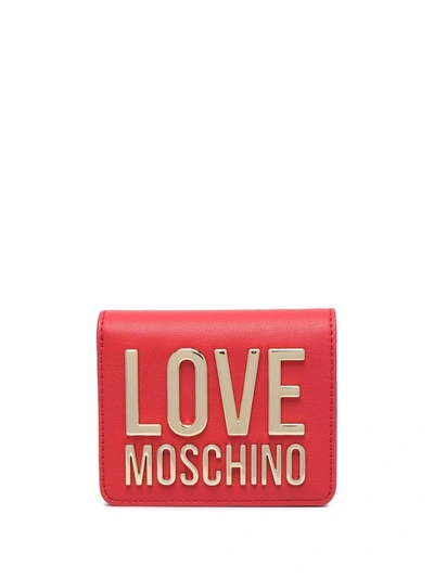 Love Moschino Logo Plaque Bi-fold Wallet In Red