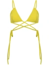 Christopher Esber Looped Tie Triangle Bikini Top In Green