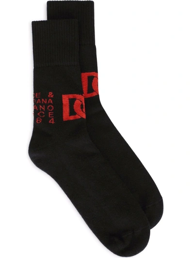 Dolce & Gabbana Logo-print Socks In Black