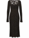 Dolce & Gabbana Semi-sheer Lace Midi Dress In Black