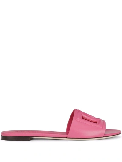 Dolce & Gabbana Dg Millennials Slides Sandals With Logo In Pink