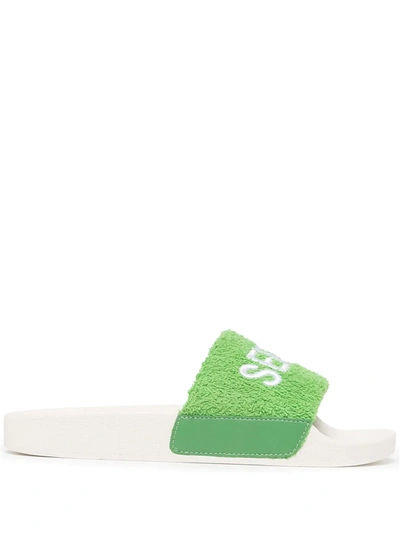 Senso Elly Logo-embroidered Slides In Green