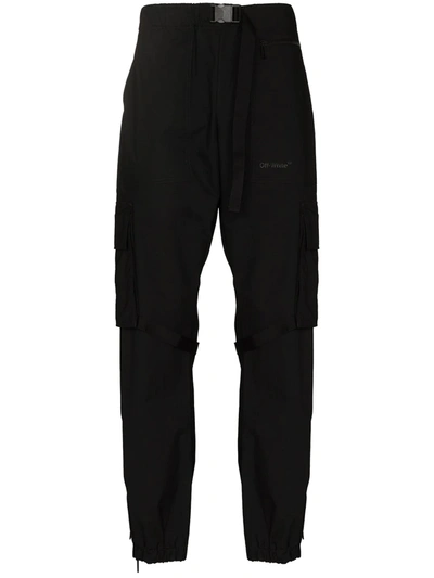 Off-white Black Diag Tab Poly Cargo Pants In Black,white