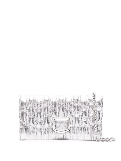 Longchamp Brioche Leather Wallet-on-chain In Silver