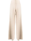 Pringle Of Scotland High-waisted Knitted Trousers In Brown