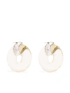 Jil Sander Logo Hoop White Earrings