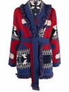 Alanui Icon Geometric-jacquard Cardigan In Red