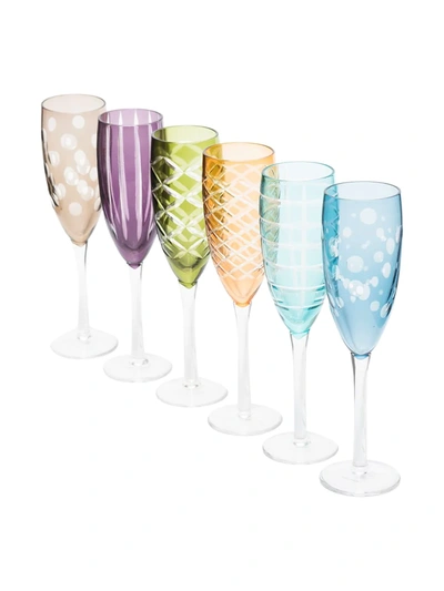 Pols Potten Cuttings Champagne Glasses (set Of 6) In Blue