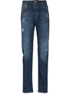 Brunello Cucinelli Distressed Straight-leg Jeans In Blue