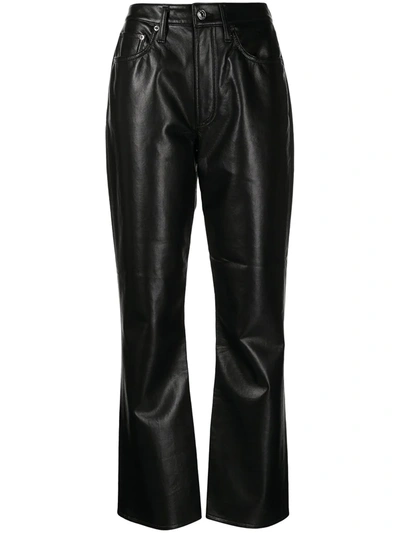Agolde Black High Waisted Flared Pants In Nero