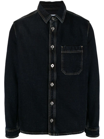 Off-white Long-sleeve Denim Shirt In Blue